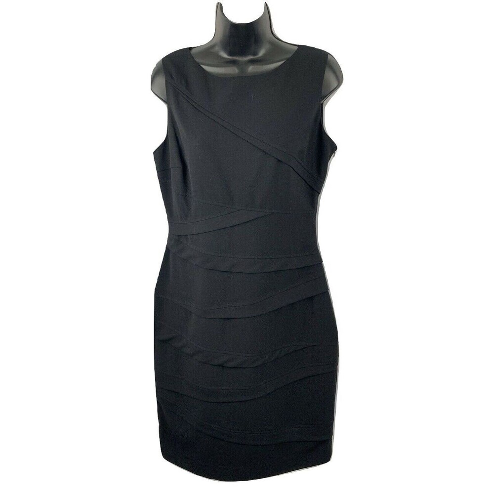 Marvin Women’s 8 Black Sleeveless Sheath Dress Textured Panel Bodycon Cocktail